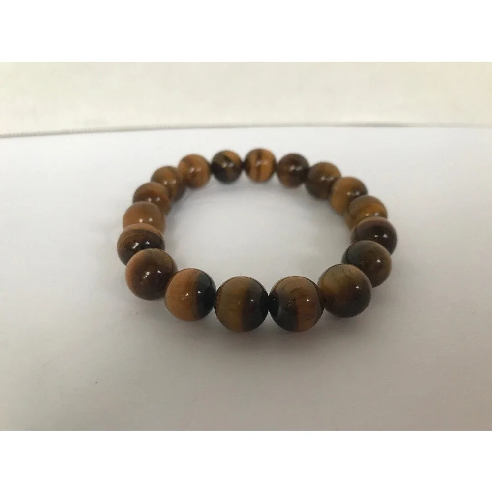 Bracelet‎ brown round natural glossy beads bangle Stretchy howlite earth tones